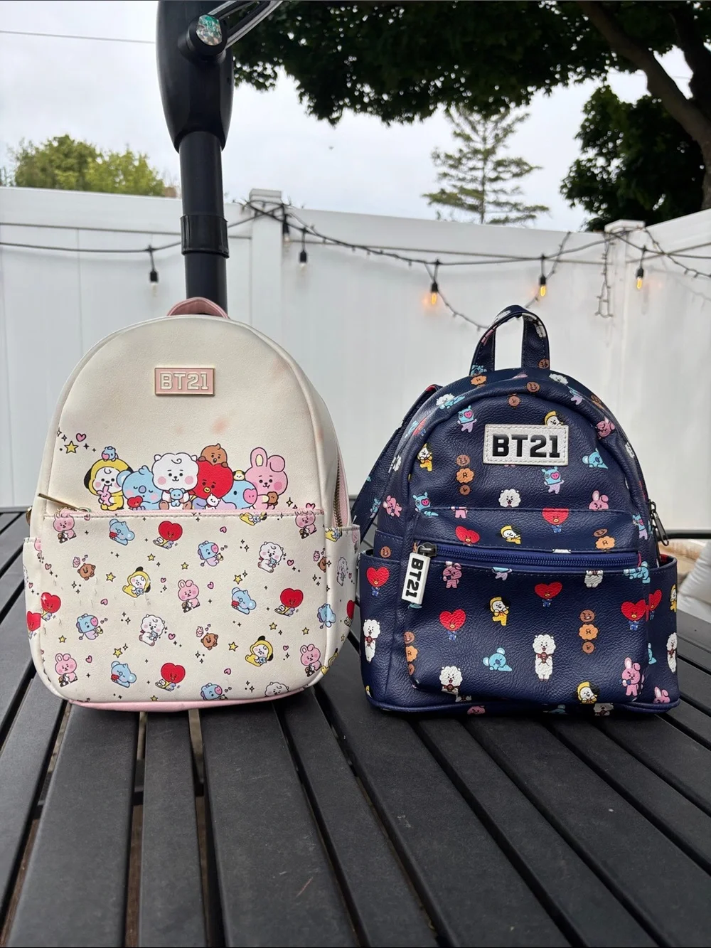 BTS Kids Mini Backpack - Navy and Cream Cute BT21 Character Print
